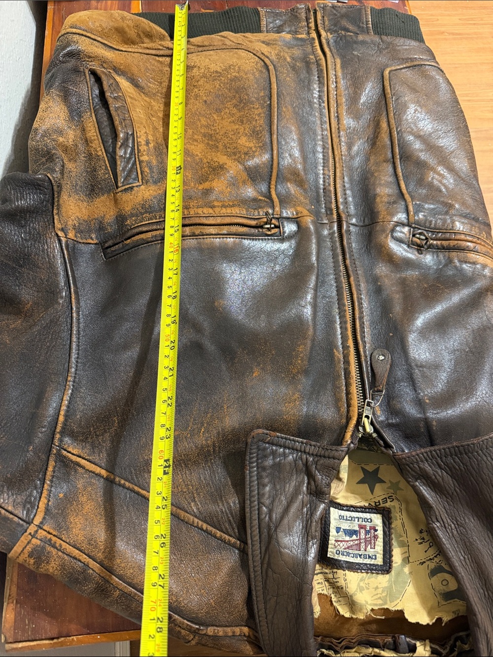 Vintage Brown Leather Jacket unisex Bomber Jacket - Picture 10 of 10